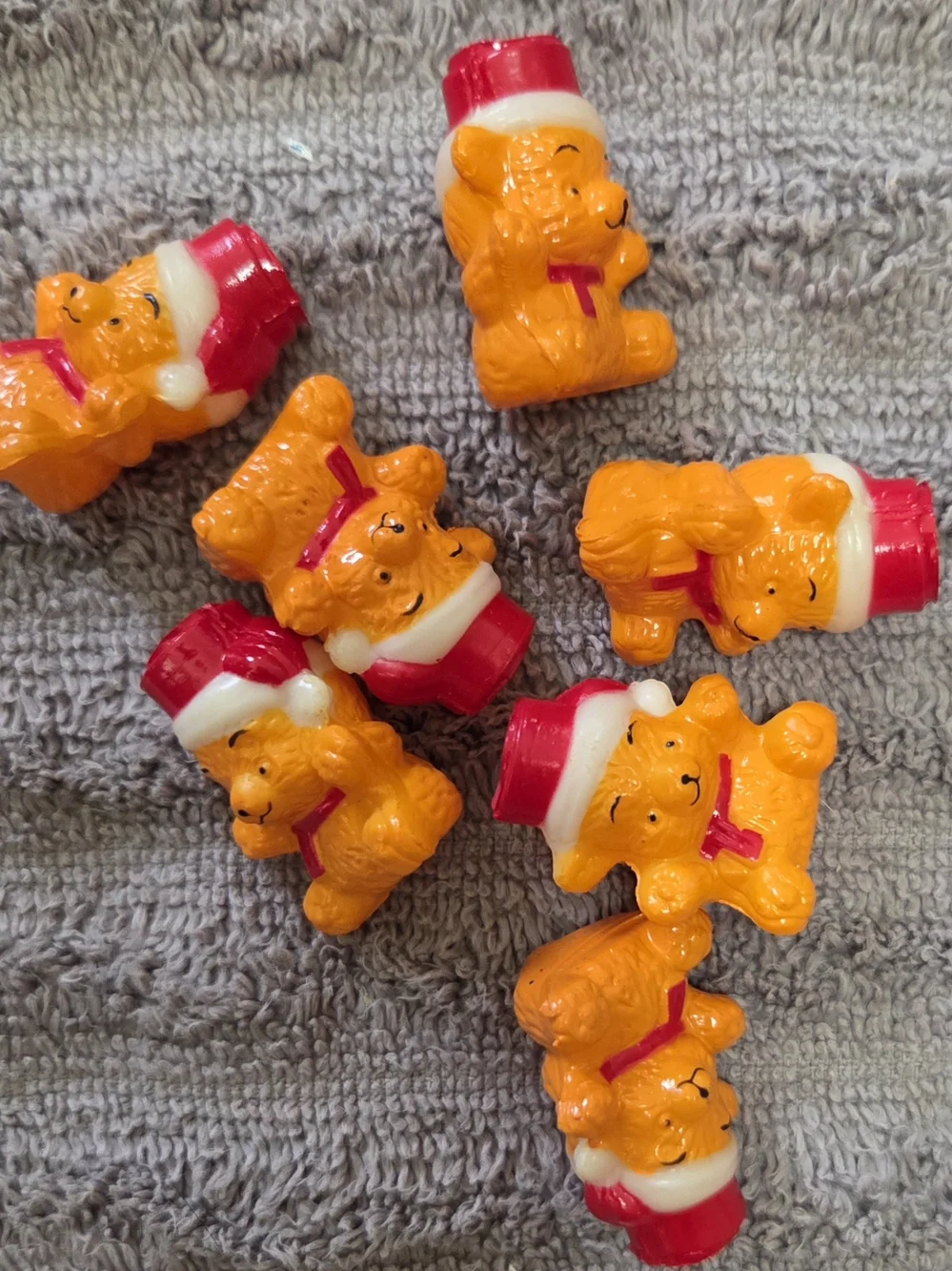 Vintage Blow Mold Teddy Bear Christmas Tree Light Covers, Set Of 7, 3 In